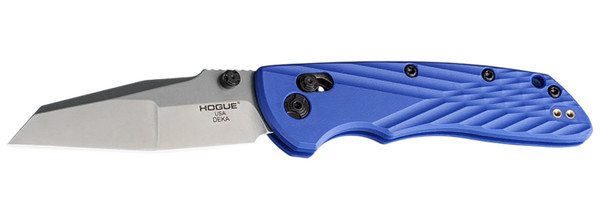 Hogue Deka 3.25-inch Modified Wharncliffe Folder Knife with CPM MagnaCut Blade and Blue Textured Handle