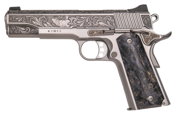 CNC Firearms CNCWILDLIFE45 Kimber 45 ACP 5-inch Barrel Burled Maple Grips Handmade Engraved