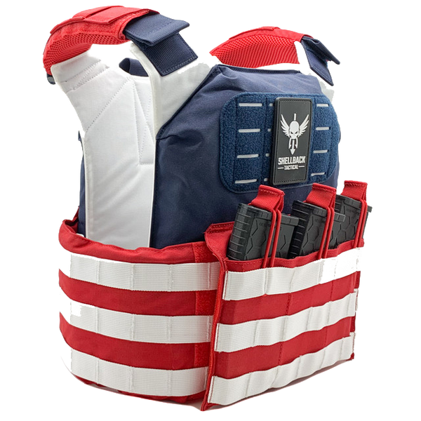 SHELLBACK TACTICAL STARS AND STRIPES LIGHTWEIGHT ARMOR SYSTEM WITH LEVEL III LON-III-P PLATES