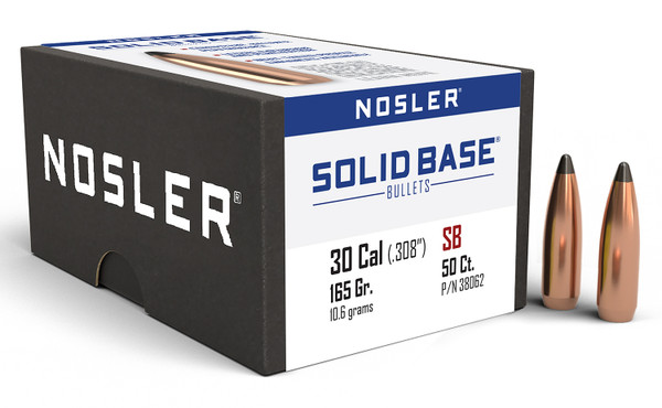 Nosler Solid Base 30 Caliber 165 Grain Soft Point Bullets 50 Count