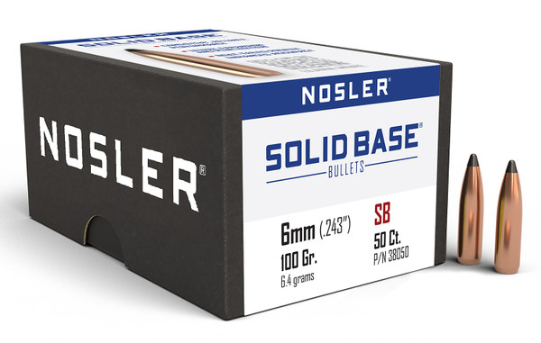 Nosler Solid Base 6mm 100gr Soft Point Bullet 50 Count