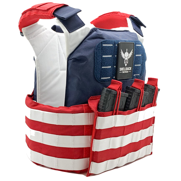SHELLBACK TACTICAL STARS AND STRIPES LIGHTWEIGHT LEVEL IV ARMOR KIT WITH MODEL 4SICMH CERAMIC PLATES