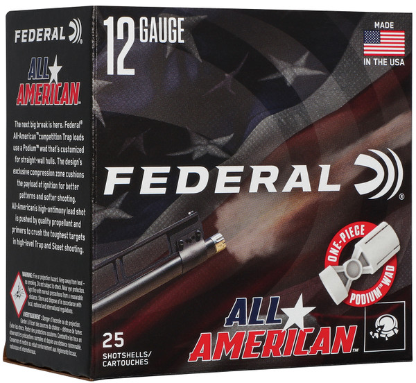 Federal All-American 12 Gauge 2.75 inch 1 oz 8 Shot Shells - High Velocity Trap Ammunition