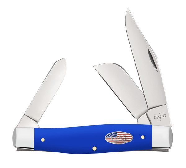 Case 16405 Large Stockman Folding Knife with Carbon Steel Blades and Royal Blue Handle