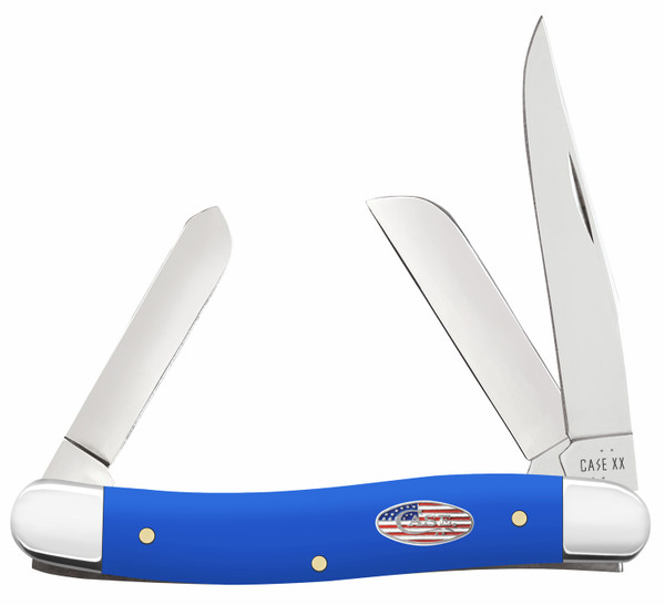 Case Stockman 16402 Medium Folding Knife with Carbon Steel Blades and Royal Blue Handle