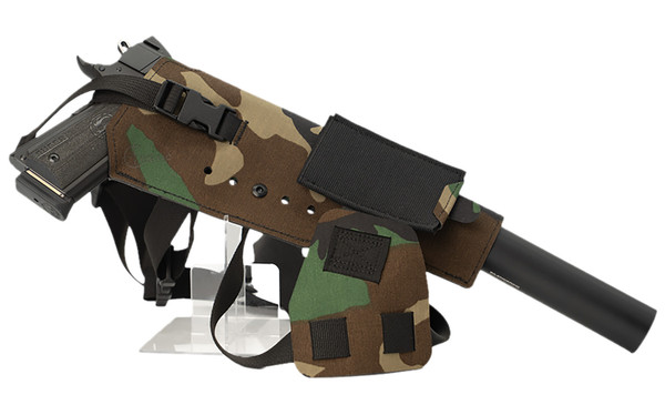 Cole-TAC Varmint XL Chest Holster for Suppressed Centerfire Pistols M81 Woodland Right Hand