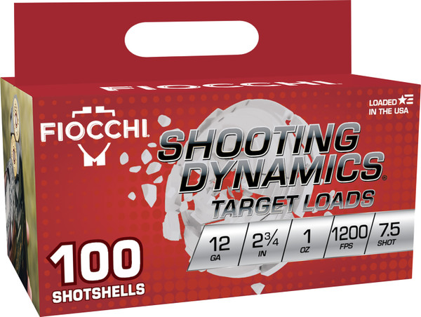 Fiocchi 12SDB17 Shooting Dynamics 12 Gauge 2.75 Inch 1 Oz 7.5 Shot Target Loads 1200 fps 100 Rounds