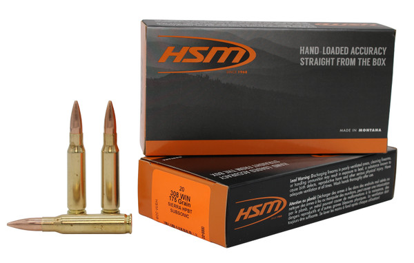 HSM 3085N 308 Winchester 175 Grain Hollow Point Boat Tail Match Ammunition 20 Rounds