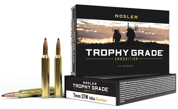 Nosler Trophy Grade 7mm STW 140 Grain Spitzer Partition Hunting Ammunition