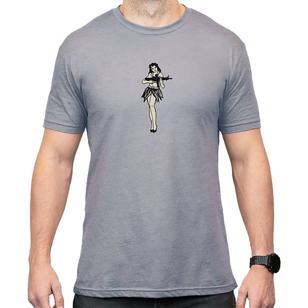 Magpul Industries Corp MAG1117-041-L Hula Girl CVC Short Sleeve T-Shirt Large Stone Gray Heather Cotton Polyester