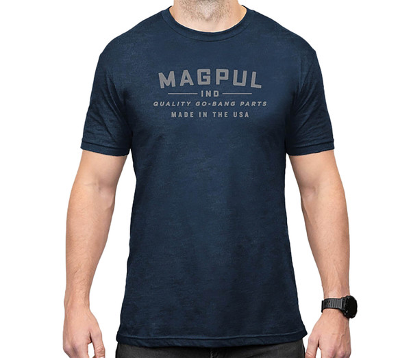 Magpul Industries Mag1112-410-XL Go Bang Parts Navy Heather Cotton Polyester Short Sleeve T-Shirt XL