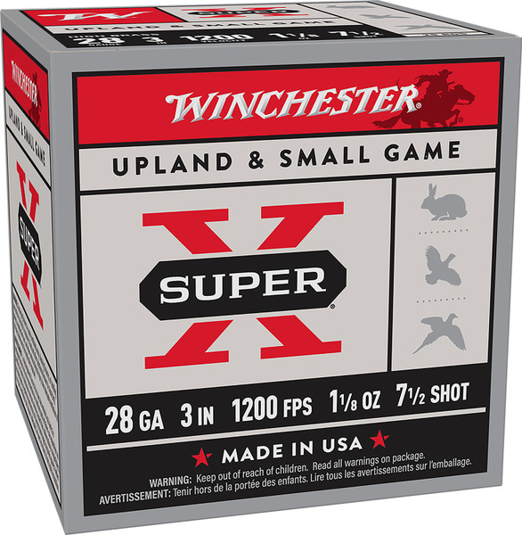 Winchester Ammo Super-X 28 Gauge 3 inch 1-1/8 oz Shot Size 7.5 High Brass Shotshells