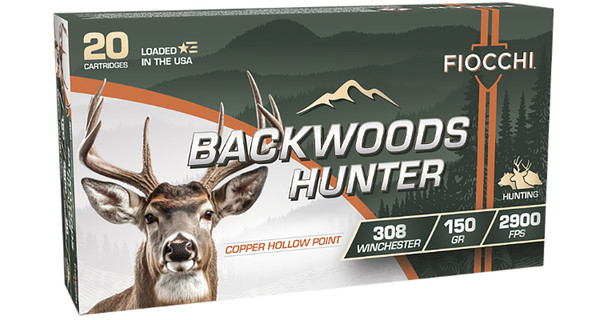 Fiocchi 308BHC Backwoods Hunter 308 Win Copper Hollow Point Ammunition 150 Grain 20 Rounds per Box