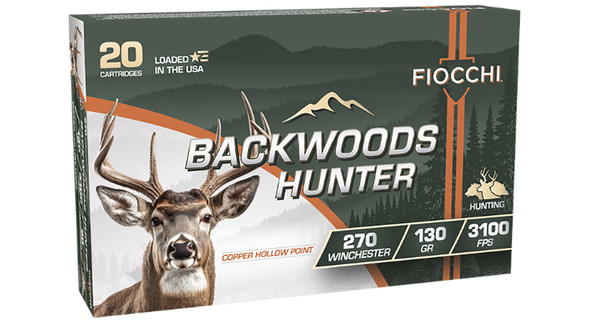 Fiocchi 270BHC Backwoods Hunter 270 Winchester Copper Hollow Point Ammo 130 Grain 20 Rounds per Box
