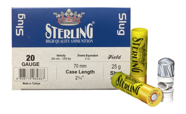 Global Ordnance LLC Sterling 20 Gauge 2.75-Inch Slug Ammunition, 10/20