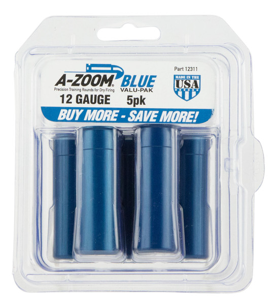 A-Zoom Blue 12 Gauge Dummy Rounds - Precision Aluminum Snap Caps, 5 Pack