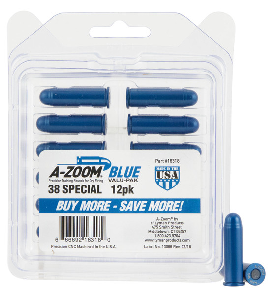 A-Zoom Blue Snap Caps 38 Special Dummy Rounds - 12 Pack for Safe Training and Function Testing