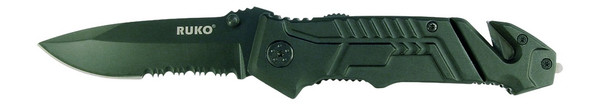 Rynoblade Knives RUK0144S Folding Knife with 3.25-Inch 440A Blade and Black Rubber Handle