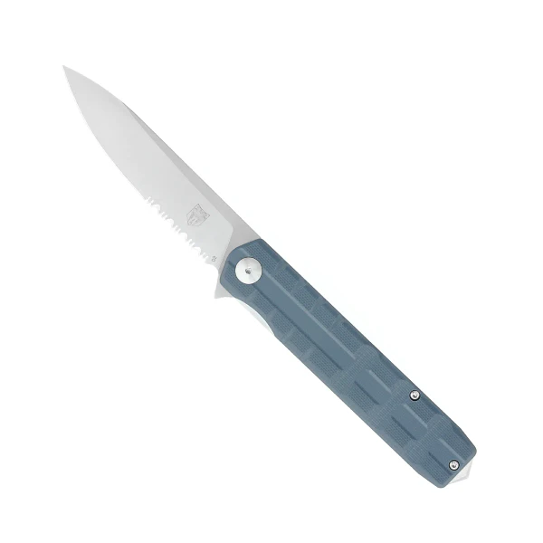 Cobratec Knives Kuzio Side Folder Gray G10 3.25" Drop Serrated