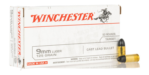 Winchester 9mm Target Centerfire Handgun Rounds 125 Grain 50 Rounds