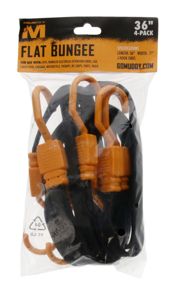 Walkers Game Ear Muddy Mud-BNG36-4PK 36-Inch Flat Bungee with 1-Inch Width