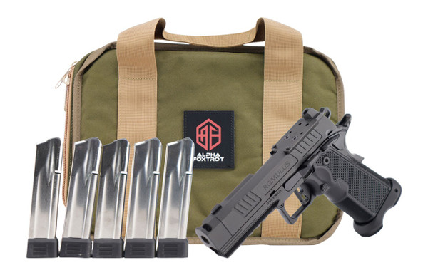 Alpha Foxtrot AF AA47X1QIG-XDBK20-PROM 9mm Luger Semi-Auto Pistol with 3.5 Inch Barrel, Black DLC Finish, 20+1 Capacity, Optic Ready Slide, Aluminum Grips, Includes 5 Magazines and Carry Case