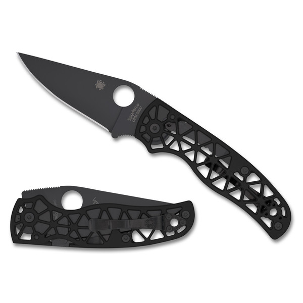 Spyderco Edgerati Folding Knife 3.57 Black CPM-S30V Plain Edge DLC Coated