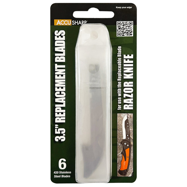 AccuSharp Razor Knife Replacement Blades 3.5-inch Steel Pack of 6