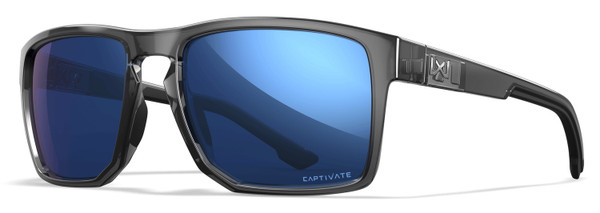 Wiley X Founder Captivate Blue Mirror Sunglasses with Crystal Gray Frame