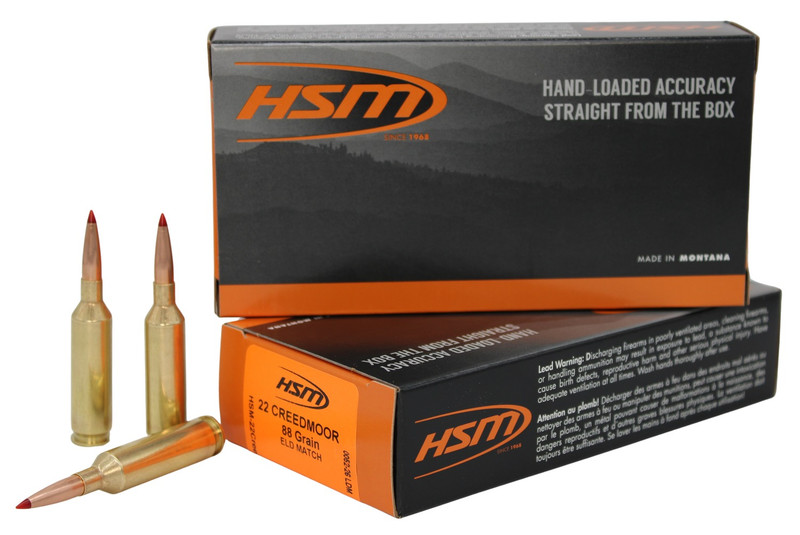 HSM 22 Creedmoor Match Ammunition 88 Grain 20-Round Box