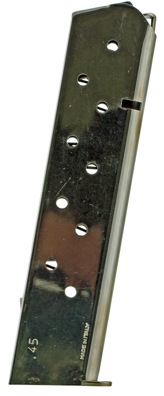 Mec-Gar Colt Government 1911 Magazine – .45 ACP 10 Round Extended Nickel