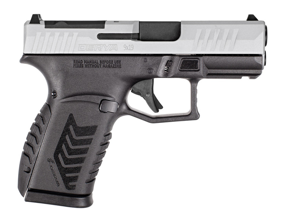 Derya Firearms DY9Z 9mm Compact Pistol 3.5-Inch Barrel 15-Round Black Silver