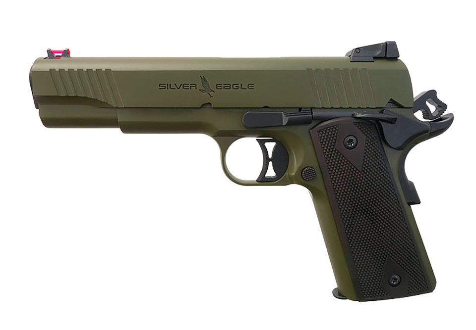 T R Imports TR 1911-45-GREEN 45 ACP Semi-Automatic Pistol with Walnut Grips and 7+1 Capacity