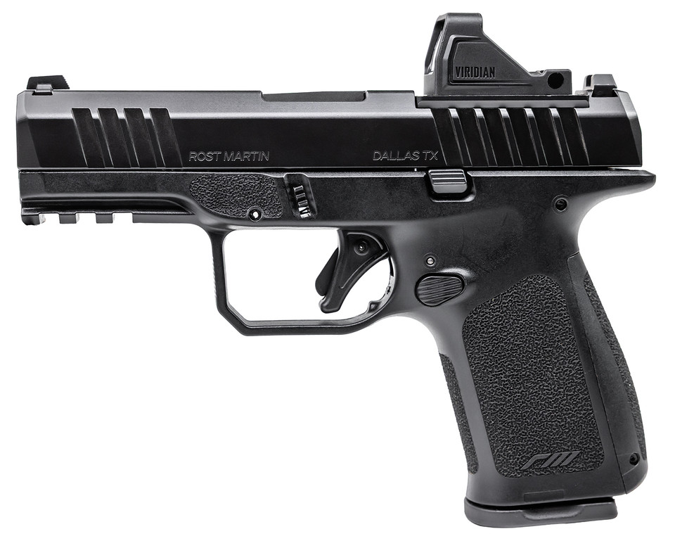 ROST MARTIN RM1CBLKOSP10CA-P 9mm Striker-Fired Pistol with 4-inch Barrel and Green Dot Reflex Sight