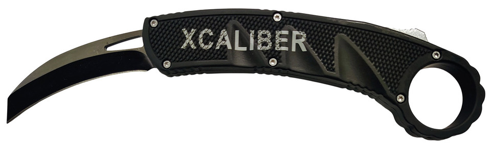 Xcaliber Knife Company Karambit 3" OTF Reverse Tanto Plain Black 440C SS Blade