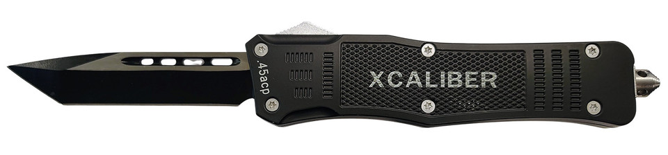 XCaliber Knife Company 45 ACP Large OTF Tanto Knife with 3.80-Inch 440C Stainless Steel Blade and Nylon Sheath