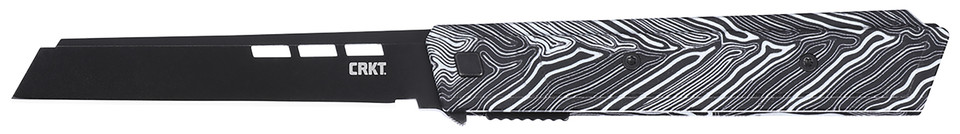 Columbia River Zephyr CRKT 3850W Sheepsfoot Pocket Knife with 3.22" 14C28N Steel Blade and Marbled Black & White G10 Handle