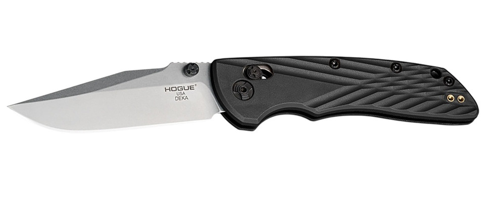 Hogue Deka 3.25 Inch Clip Point Blade Tumble G10 Black Folding Knife
