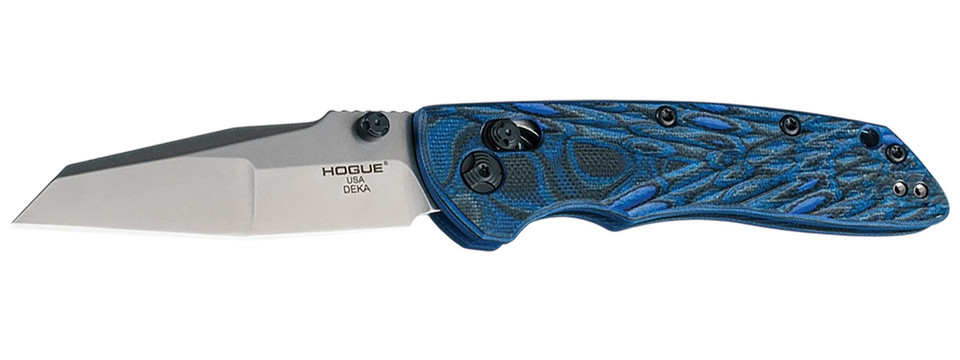 Hogue DEKA 3.25 Modified Wharncliffe Tumble G10 Handle Blue Finish Knife