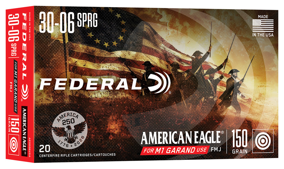 Federal AE3006USA 30-06 Springfield Full Metal Jacket Ammunition 150gr 20 Rounds per Box