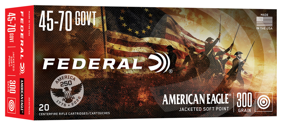 Federal American Eagle 45-70 Government 300 Grain Jacketed Soft Point Ammunition