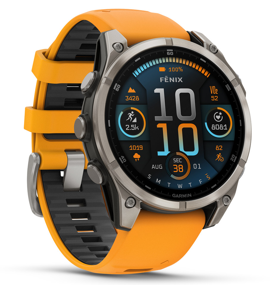 Garmin Fenix 8 47mm AMOLED Watch Orange & Tan