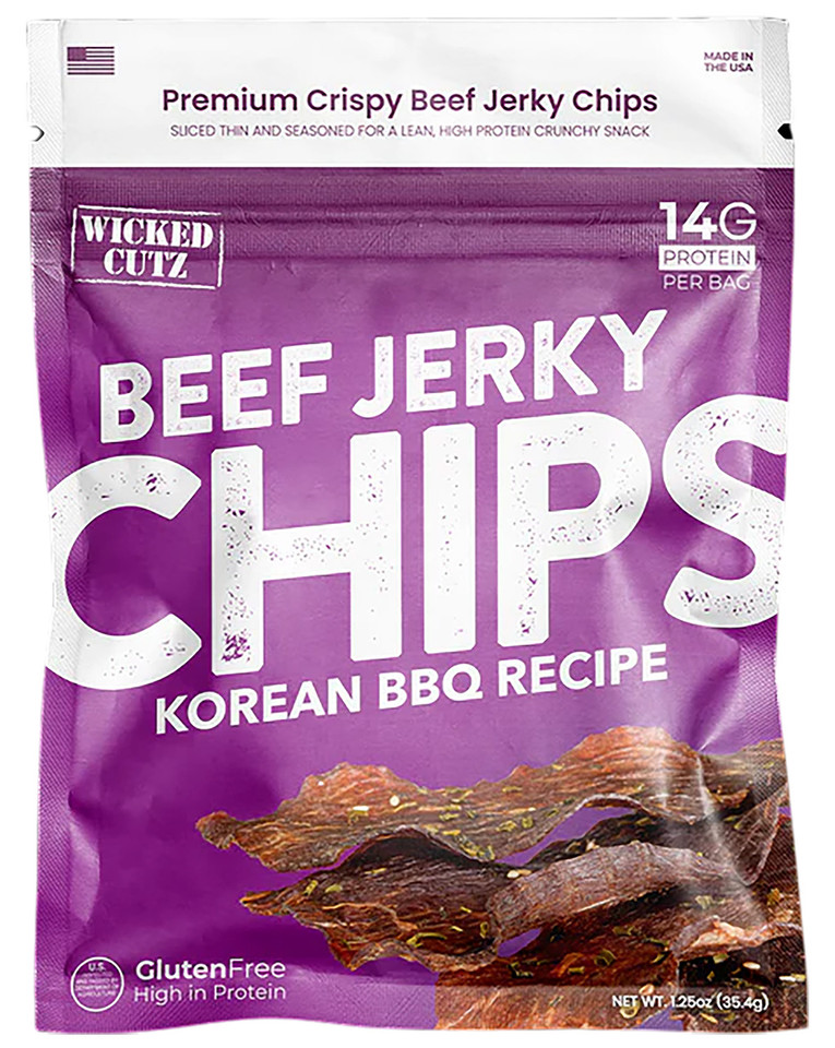 Wicked Cutz Korean BBQ Beef Jerky Chips 8 Pack 1.25 oz