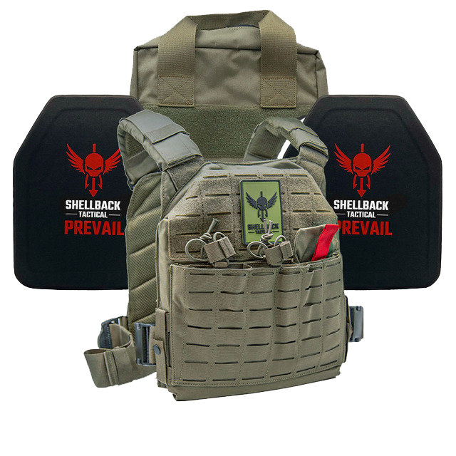 SHELLBACK TACTICAL DEFENDER 2.0 LIGHTWEIGHT LEVEL IV ARMOR KIT WITH MODEL 4SICMH CERAMIC PLATES