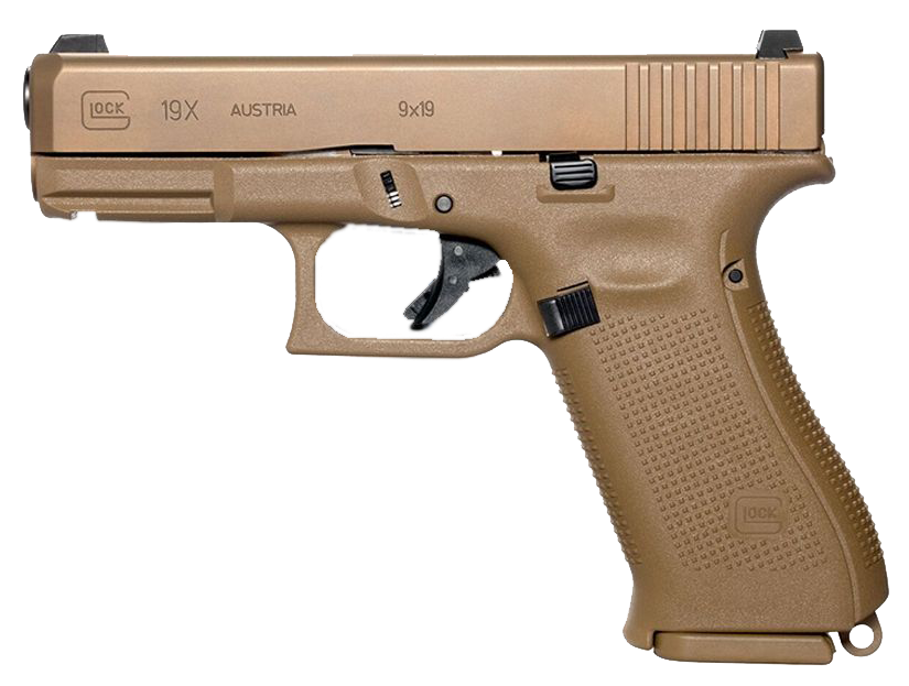 Glock G19X V 9mm Pistol Coyote / Night Sights / 17+ Magazines