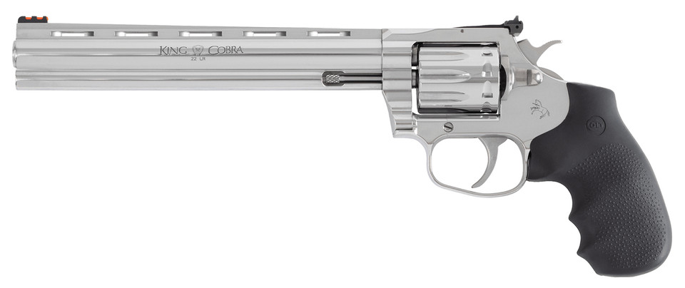 Colt Mfg KCOBRA22-SP8RFO King Cobra Target 22 LR Revolver 8-inch Stainless Steel with Fiber Optic Front Sight and Adjustable Rear Sight
