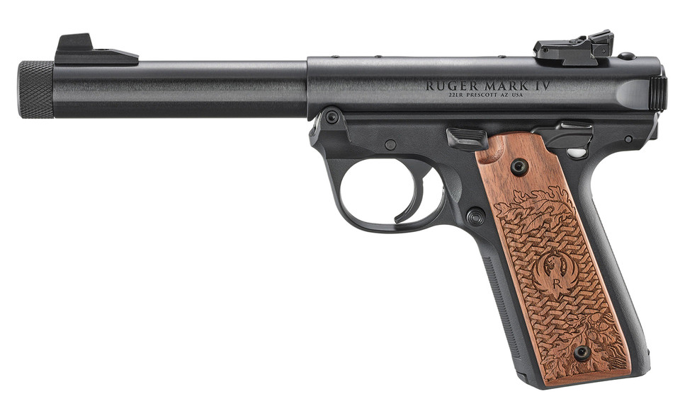 Ruger Collector's Series Mark IV 22/45 .22 LR Pistol with Engraved Walnut Grips and 5.5-inch Barrel