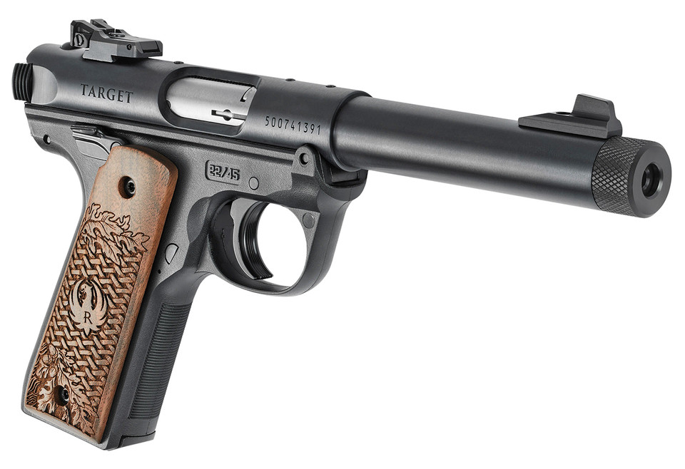 Ruger Collector's Series Mark IV 22/45 .22 LR Pistol with Engraved Walnut Grips and 5.5-inch Barrel