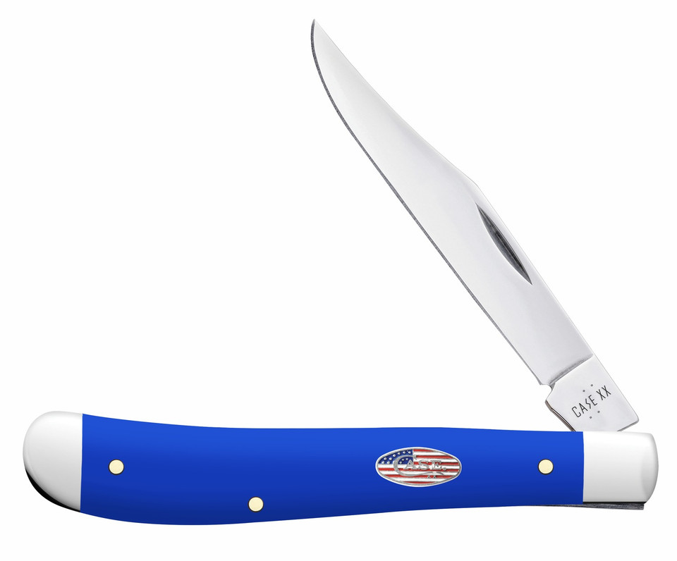 Case 16403 Slimline Trapper Folding Knife with Carbon Steel Clip Point Blade and Royal Blue Synthetic Handle