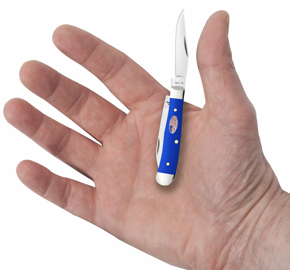 Case 16401 Tiny Trapper Folding Knife with Clip Point and Spey Blades in Tru-Sharp Stainless Steel and Royal Blue Handle